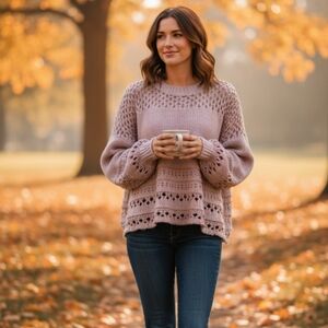 Fate Plush Crochet Macrame Lilac Sweater